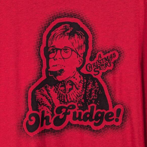 A Christmas Story T Shirt Size 0 Womens Red Oh Fudge Graphic Tee Holiday Movie - Picture 2 of 4